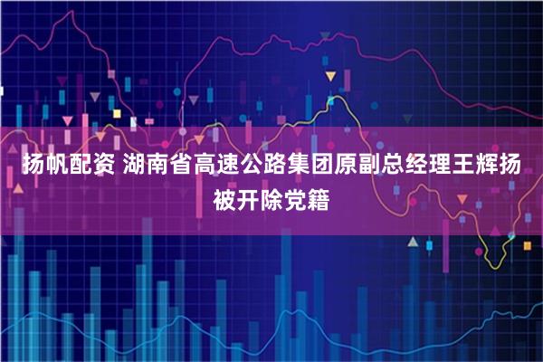 扬帆配资 湖南省高速公路集团原副总经理王辉扬被开除党籍